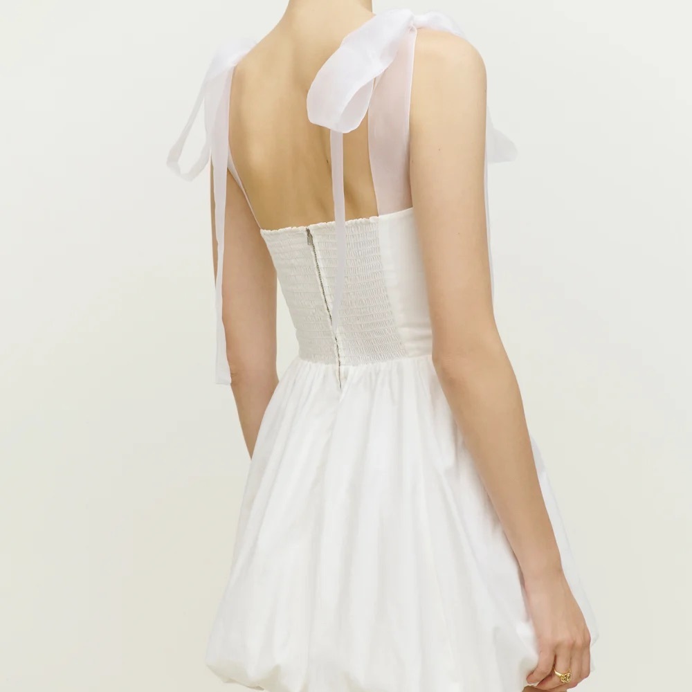 Reformation Enza White Tie-Shoulder Mini Dress - Picture 2 of 6